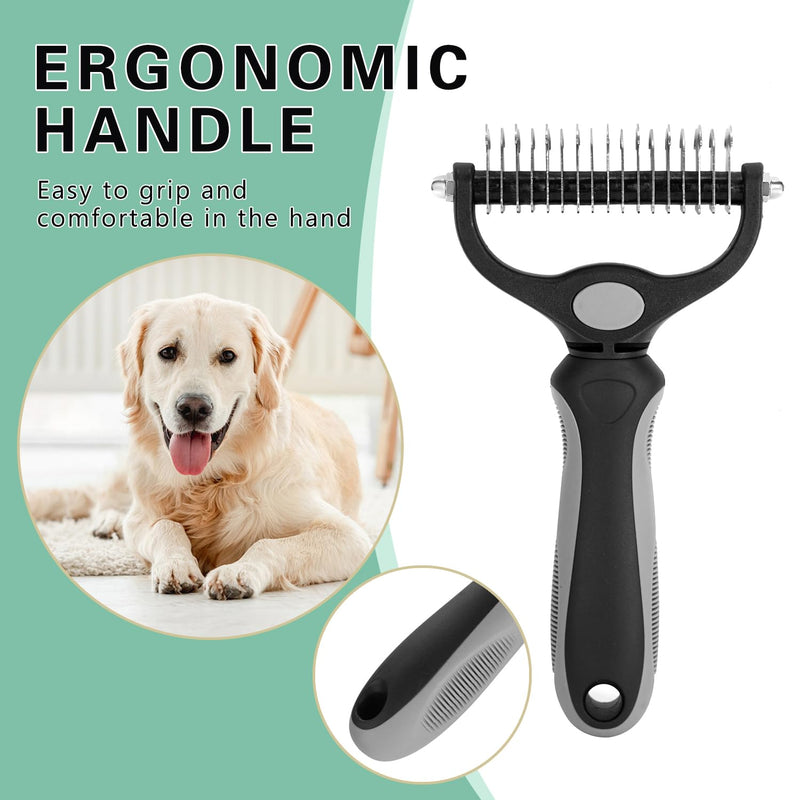 Deshedding Brush - Double-Sided Undercoat Rake for Dogs & Cats - Shedding Comb and Dematting Tool for Grooming, Extra Wide - BeesActive Australia
