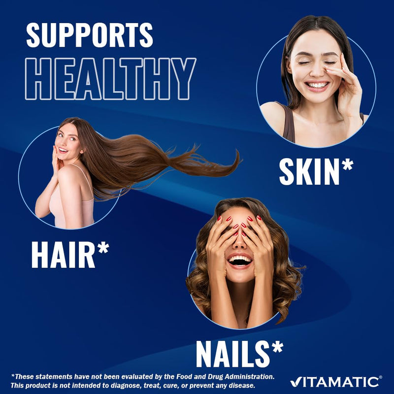 Vitamatic Biotin 10,000 mcg (10 mg) for Stronger Hair, Skin & Nails - 365 Vegan Tablets- Also Called Vitamin B7-4 Pack 730 Count (Pack of 2)