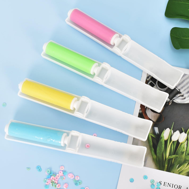 Pack of 4 Lint Roller Reusable Washable Lint Roller Sticky Washable Dust Lint Roller Foldable Sticky Roller Portable Hair Curler with Cover for Clean Furniture, Carpets, Clothes - BeesActive Australia