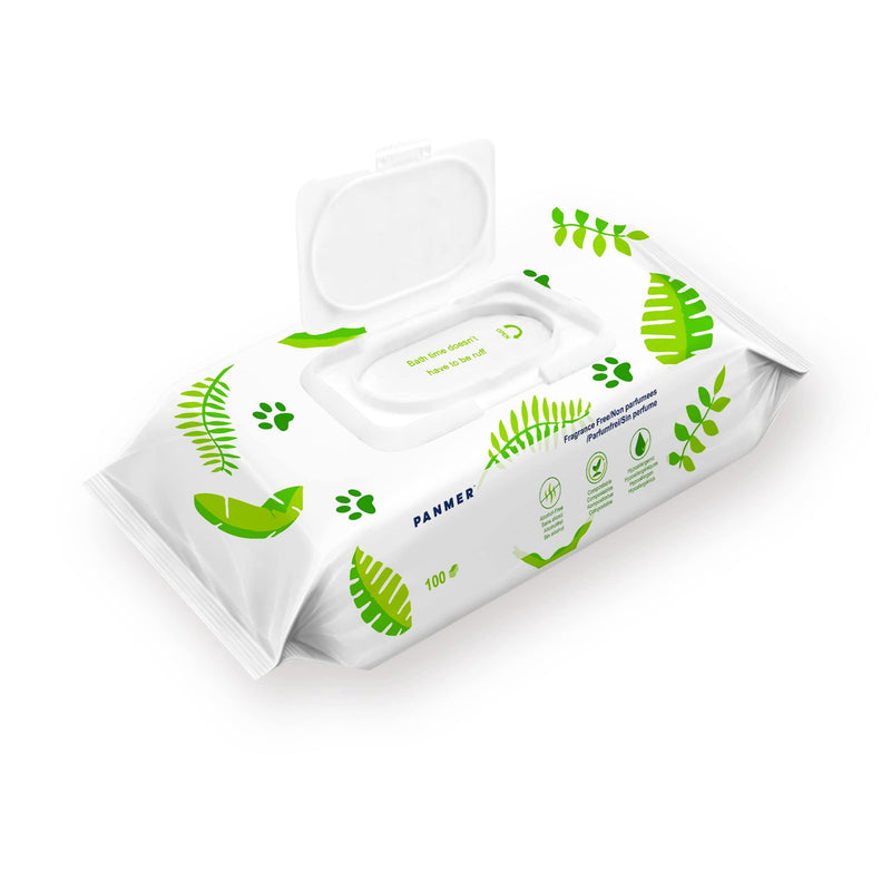 PANMER Pet Cleaning Wipes for All Pets Eco-Friendly Hypoallergenic Odorless Pack of 100 - BeesActive Australia