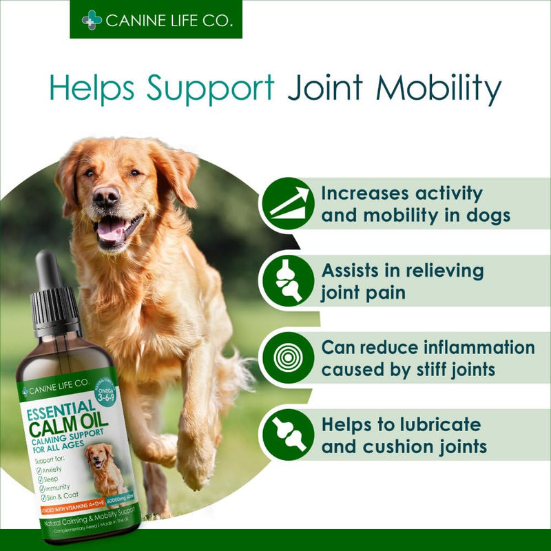Canine Life Dog Calm Oil (60ml) Made from Pure Hemp Seed Oil for All Breeds, Natural Calming Support, Joint & Skin Health 60ml