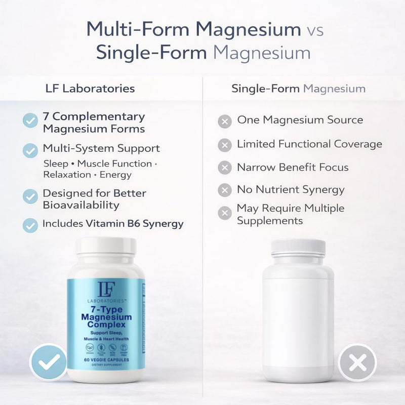 Magnesium Complex 7-in-1 with Vitamin B6 – High Absorption Blend for Sleep, Stress Relief & Muscle Recovery – 7 Forms Magnesium Supplement – Calm Mood Support – 60 Vegan Capsules – LF Laboratories 1