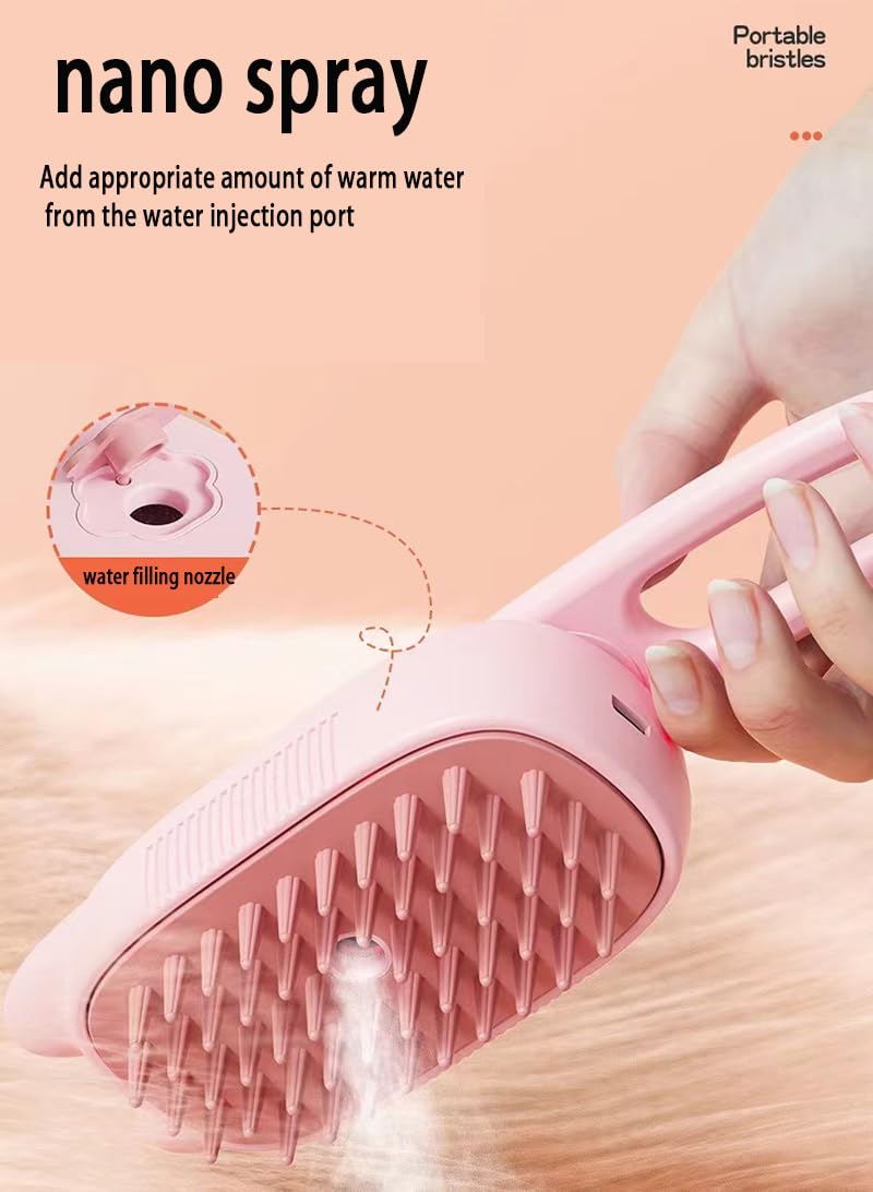 Steam Cat Brush Dog Brush for Shedding Rechargeable Cat Brush Unique Pet Brush The Handle Can be Rotated 360° (pink) pink - BeesActive Australia