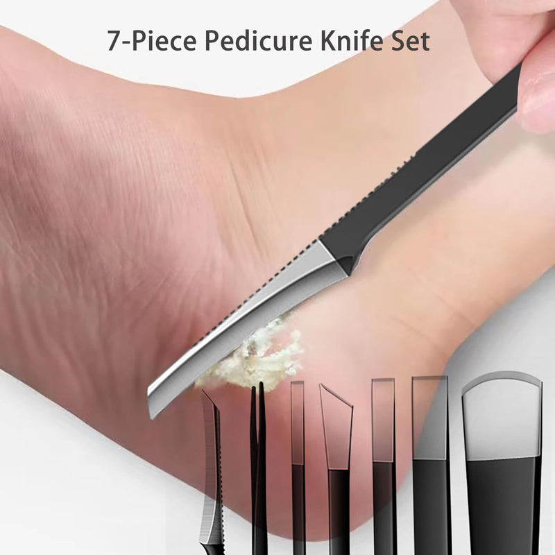 Professional Callus Knife Pedicure Knife for Feet Ingrown Toenail Knives Cuticle Foot Care Tools Dead Skin Removal Nail File Scraper 7 Count (Pack of 1) - BeesActive Australia