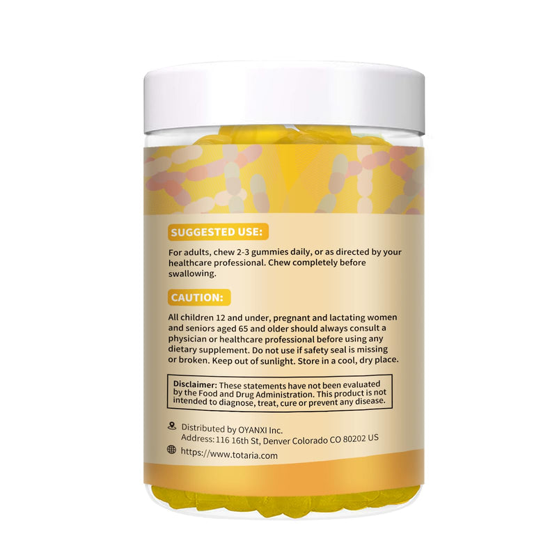 Totaria Probiotic Fiber Gummies, Pineapple Flavor | Fiber Supplement with Psyllium Husk, Bacillus Coagulans, Apple Cider Vinegar, Inulin, FOS, 60 Gummies 60 Count (Pack of 1)