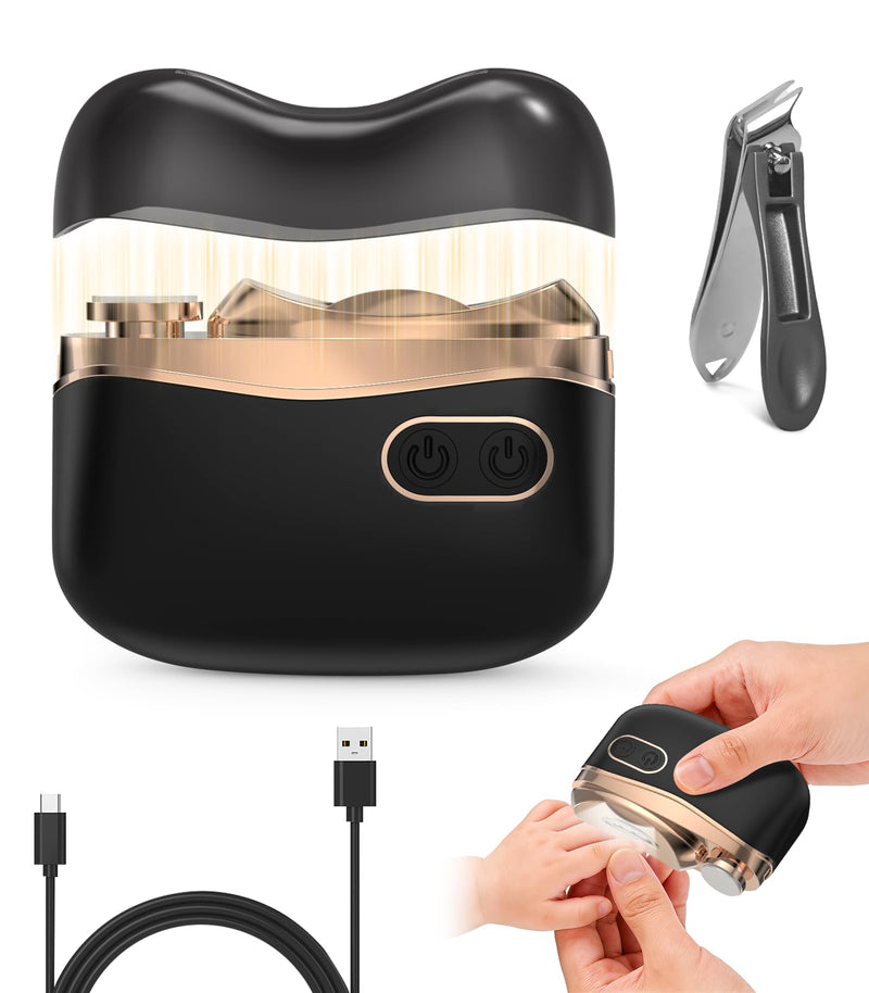 Electric Nail Clipper, Smart Toenail Clipper, 2026 Upgraded 3 in 1 Automatic Nail Trimmer with Polishing, LED Light & Clip Storage, 2-Speeds, USB Rechargeable for Baby, Adults, Seniors Black