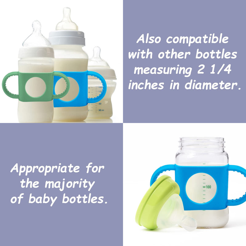 4 Pack Baby Bottle Handles Compatible with Dr Brown Baby Bottles Soft Silicone Narrow Baby Bottles Handles Non-Slip Easy Grip Handles Dishwasher Safe (White, Pink, Blue, Green) 4 pcs - BeesActive Australia