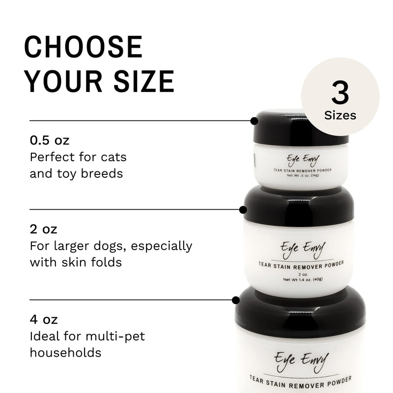 Eye Envy Tear Stain Remover Powder for Dogs and Cats. 100% Natural, Safe. Apply Around Eyes. Absorbs and Repels Tears. Keeps Area Dry. Treats The Cause of Staining. Made in The USA. (.5oz) .5oz - BeesActive Australia