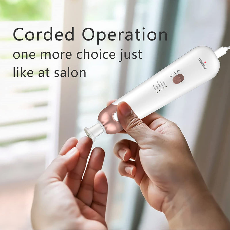 Professional Manicure Pedicure Kit, Electric Nail File Set, Cordless Electric Nail Drill Machine, 5 Speeds Hand Foot Care Tool for Nail Grind Trim Polish(White) White - BeesActive Australia