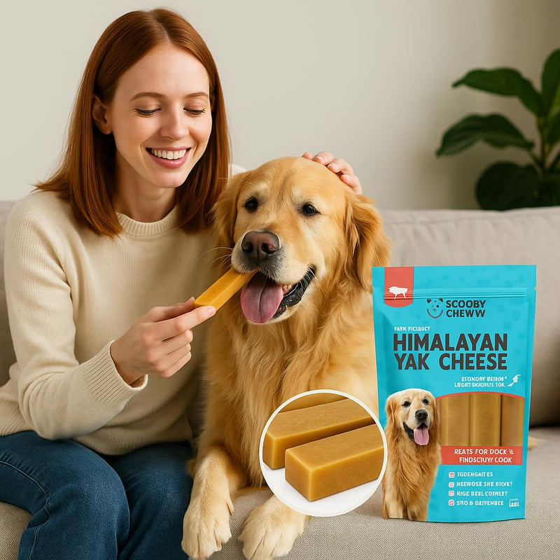 4 Count Large 100% Natural Yak Cheese for Dog Chews, Dog Treats All Breeds, High Protien, Yak Sticks | Grain & Lactose Free Dental Cleaning Long Lasting Chews for Dogs 4 Large Chews