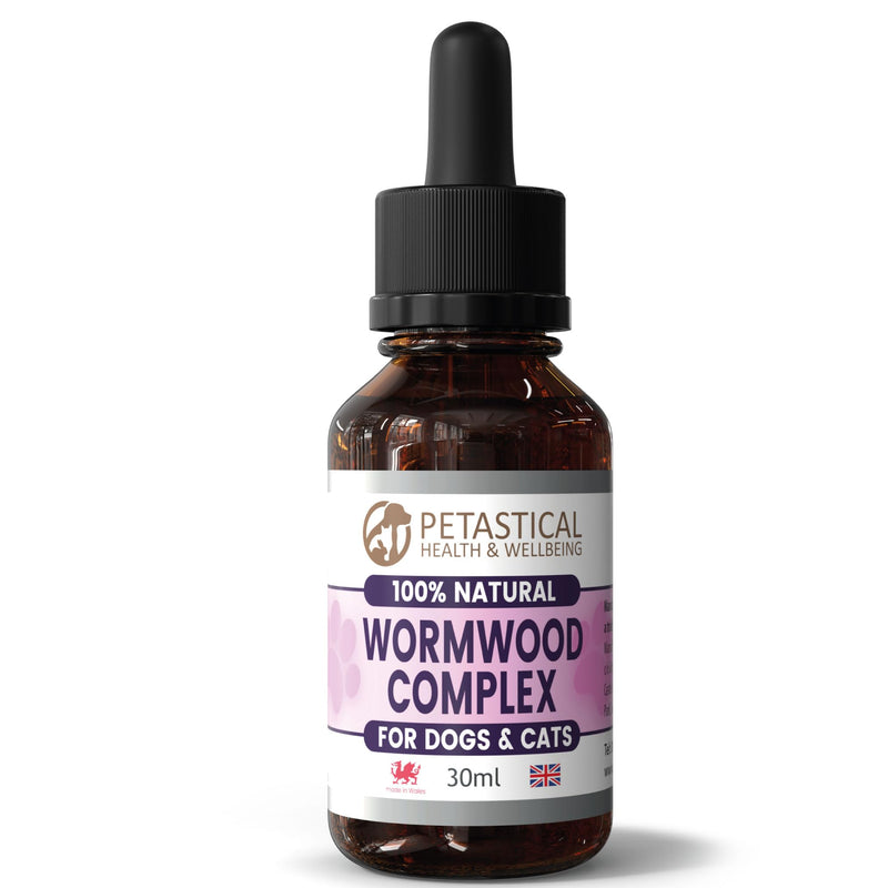 Wormwood for Dogs Cats, Natural Liquid Supplement Drops for Intestinal Hygiene, No Nasty Chemicals, Made in UK (30ml.) 30ml.