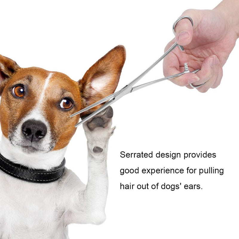 VIFERR Hemostat Tongs, Stainless Steel Hair Plucking Tongs with Straight Tip, Dogs Cats Pet Hair Clamp Surgical Hemostatic Pet Supplies - BeesActive Australia
