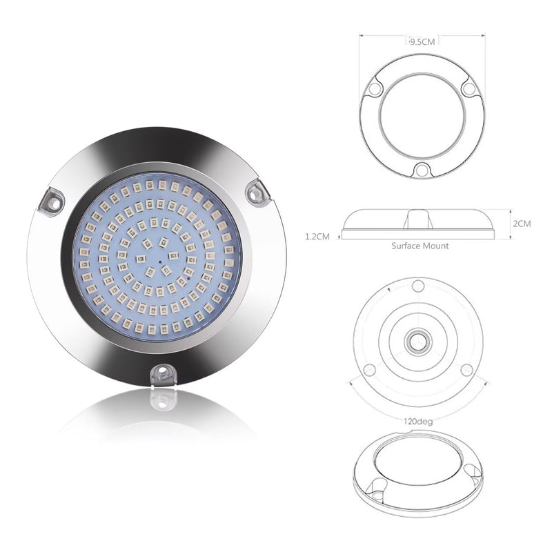 90led Boat Marine Led Underwater Lights,Stainless Steel IP68 Waterproof Surface Mount, for Stern Interior Navigation Deck Courtesy Night Fishing Cruise Ships Yachts Boats Sailboat Pontoon Transom