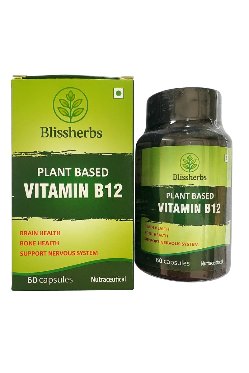 Plant-Based Vitamin B12 – 100% Vegan & Vegetarian B12 Supplement with 7 Superfoods (Moringa, Amla, Wheatgrass, Spinach & More) – Supports Energy, Nerve & Brain Health – 60 Veg Capsules