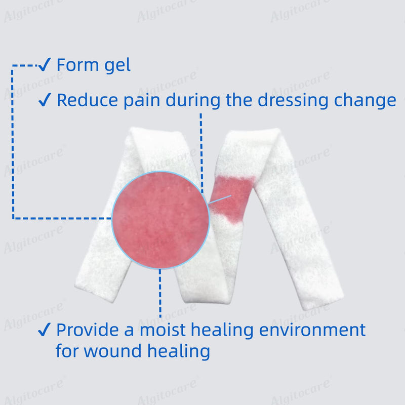 Ag Silver Calcium Alginate Wound Dressing - 0.8"x12"(Pack of 5), Non-Stick Sterile Gauze Pads for Accelerating Wound Healing, High Absorbency and Soft for Wound Care Supplies 0.8"x12"/5pcs Silver Alginate