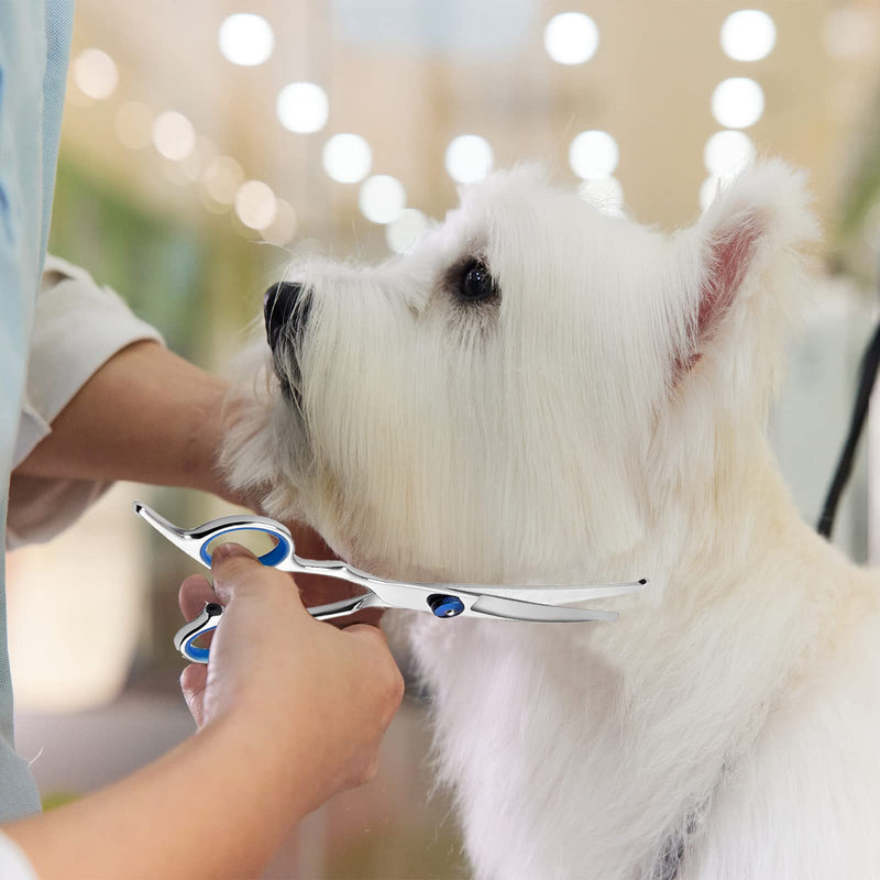 Jiasoval Pet Grooming Scissors 6" Curved Round Safety Tip Stainless Steel Pet Grooming Dog Cat Hair Cutting Scissors - BeesActive Australia