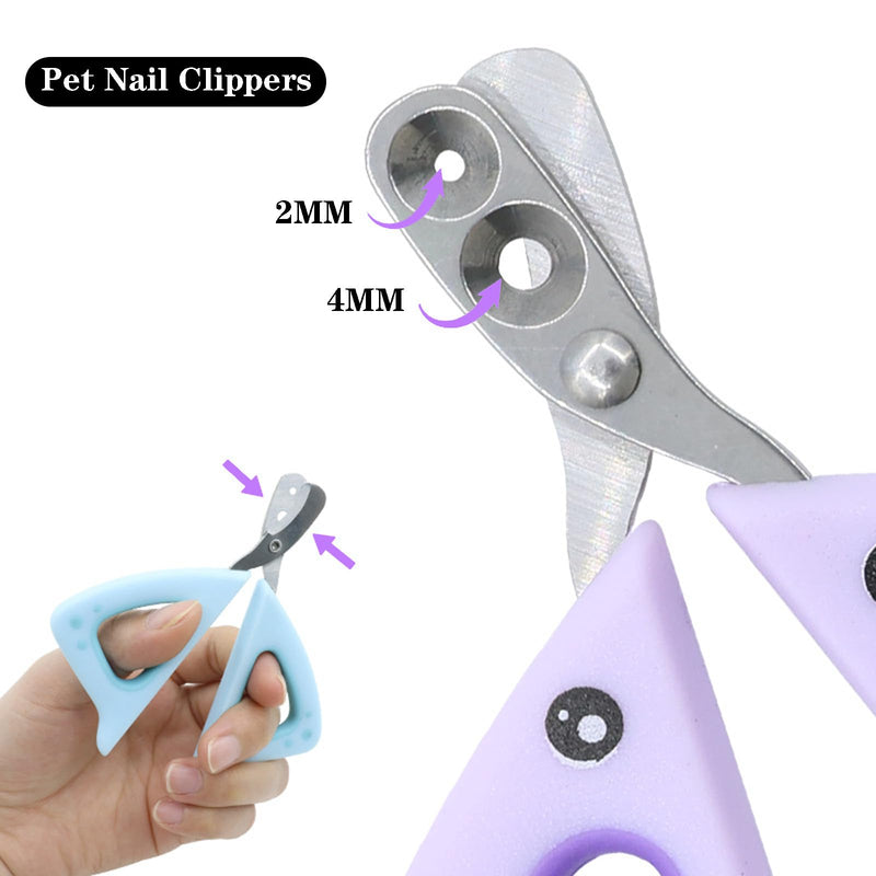 Pack of 6 cat nail scissors set, cat claw scissors with 2 mm and 4 mm holes with file, suitable for small pets such as cats, dogs, hamsters, etc. - BeesActive Australia