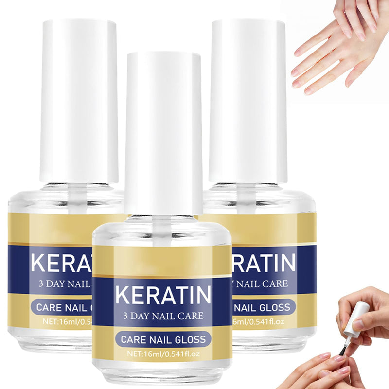 3 Pack Keratin Nail Care Oil, 3 Days Nail Care, Keratin & Amino Acid Nail Strengthening Oil for DryWeak & Brittle Nails, Hydrating Support for Dry Brittle Nails (16ml/0.54oz Each) - BeesActive Australia