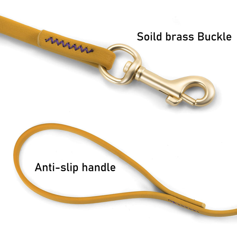 Waterproof Dog Training Leash Dog Long Leash Lead - 5FT/10ft/16ft/20ft /30ft/33ft, Suitable for Small Medium and Large Dogs, Ideal for Outdoor Beach Walks or Play Camping Yellow 10FT / LEATHER GRAIN - BeesActive Australia