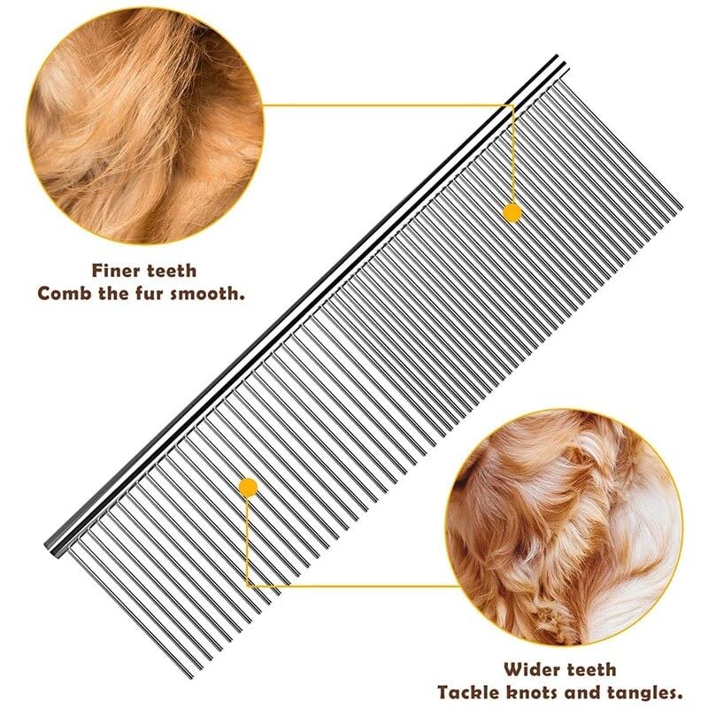 Dog Combs for Grooming, Metal Cat Comb for Removing Tangles and Knots, Professional Grooming Tool for Long Haired Dog, Cat and other pets - BeesActive Australia