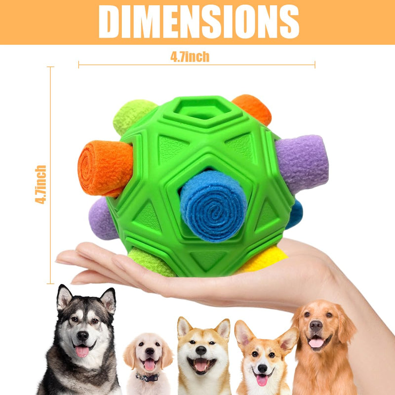 Dog Snuffle Ball-Interactive Puzzle Dog Toys Encourage Natural Foraging Skills Slow Feeder for Training and Stress Relief, Cloth Strip Hiding Food Chew Toys for Any Size Dogs with Squeaky Carrot Toy Green - BeesActive Australia