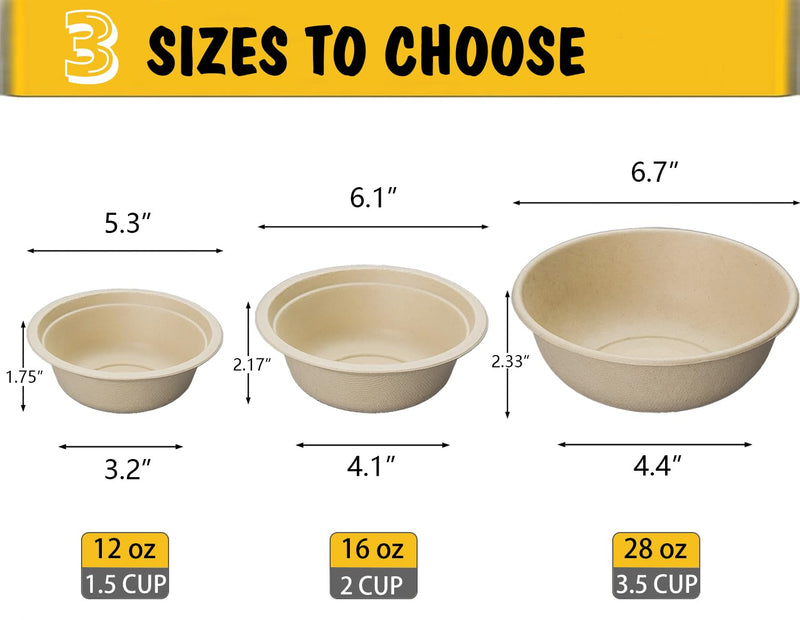 JETKONG 12 oz/1.5 cup Disposable Dog Bowls 50pk, 100% Compostable Pets Feeding Bowls Paper Dog Travel Bowls Great for Dry and Wet Dog Food or Water (Natural, Pack of 50) 12oz (1.5cups) Natural-50 pack - BeesActive Australia
