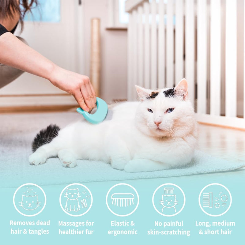 Leo's Paw The Original Pet Hair Removal Massaging Shell Comb Soft Deshedding Brush Grooming and Shedding Matted Fur Remover Dematting tool for Long and Short Hair Cat Dog Puppy Bunny (Mint) Mint - BeesActive Australia