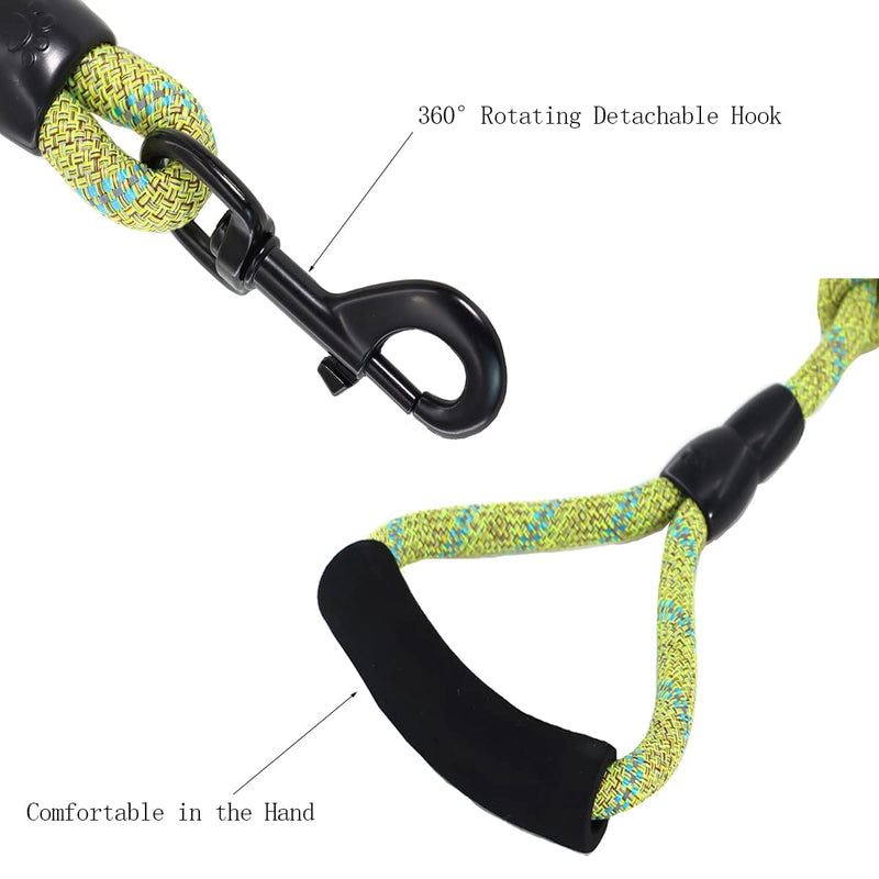 3 in 1 Durable Nylon Dog Leash with Padded Handle, 360° Swivel No Tangle Climbing Rope Removable Pet Traction Rope, Lead for Medium Large Dogs Green Blue - BeesActive Australia