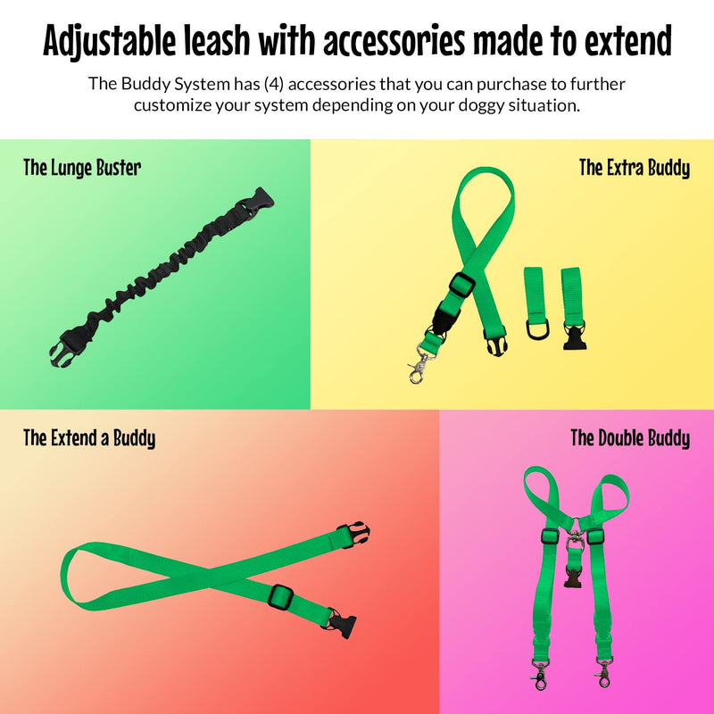 The Buddy System Hands Free Dog Leash, Adjustable Leash for Running, Jogging, Training and Service Dogs, Great for Small, Medium and Large Dogs, Made in USA (Green, Regular Belt (22"- 40" Waist)) Regular Dog System (Regular Belt (22"- 40" Waist)) Green