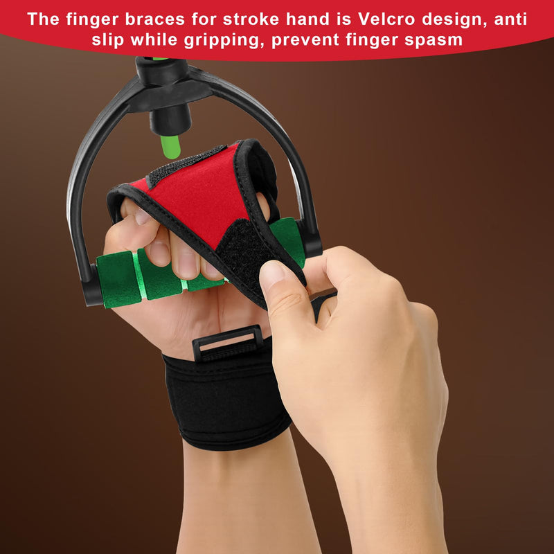 Stroke Finger Splint Brace Ability, Finger Rehabilitation Auxiliary Training Gloves for Elderly Patients, Anti-Spasticity Hand Therapy Equipment for Fist Stroke Hemiplegia Hand Training, Red