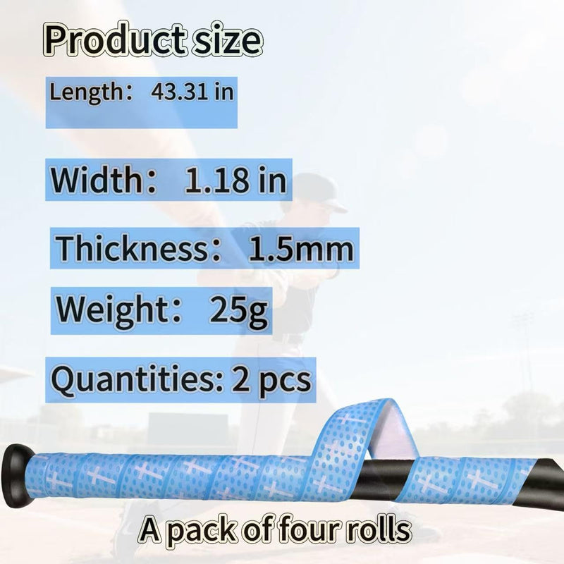 4 Pcs Cross Baseball Bat Grip Tapes, 1.5mm, Precut and Full Softball Grip Tape,Non-Slip Baseball Bat Wrap, for Multi-Sport Handles Colorful - BeesActive Australia
