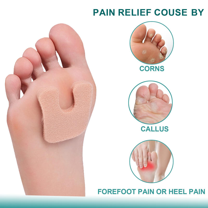 Metatarsal Foot Pads for Women 60 Pieces, Callus Cushions Horseshoe Pads Moleskin for Feet, Felt Foot Pads Corn Pads for Bottom Side of Foot and Heel, Ball of Foot Cushion Pain Relief - BeesActive Australia