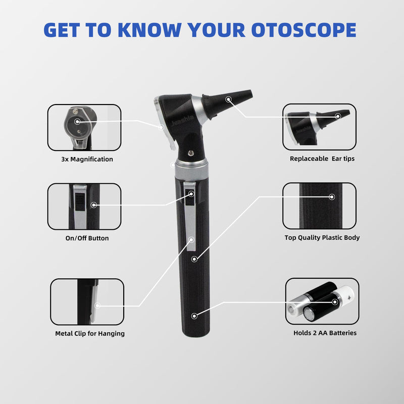 Otoscope Ear Infection Detector with Bright LED Light, Portable Ear Scope for Kids Adults & Pet Use (Black) BLACK - BeesActive Australia