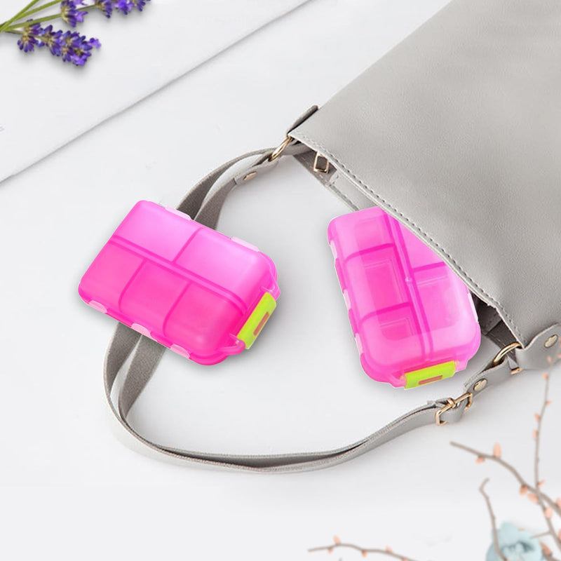 10 Compartment Pill Organizer with Labels Portable Travel Pill Box | Small Pill Box for Vitamins & Medication | Folding, Waterproof, BPA-Free | Morning/ Afternoon/ Night