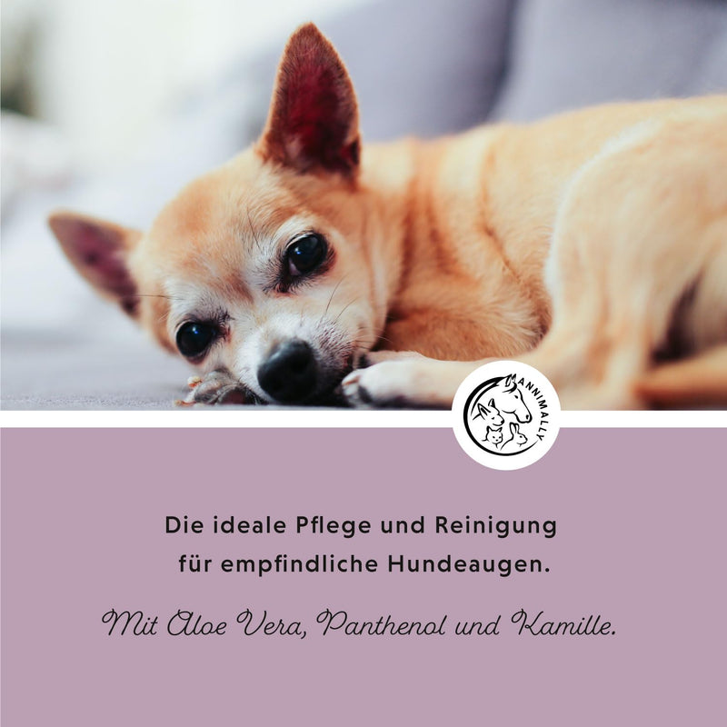 Annimally eye care pads for dogs and cats - 100x eye pads for tear stains and for eye cleaning - eye cleaner for eye care and cleaning with aloe vera, chamomile and panthenol - BeesActive Australia