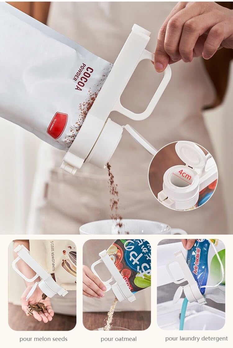 Bag Clips With Pour Spout,2 Pack Bag Clip With Pour Spout，Bag Clips With Pour Spout/Handle For Small Particle Food、Liquid、Dog/Cat Food Storage Organizer - BeesActive Australia