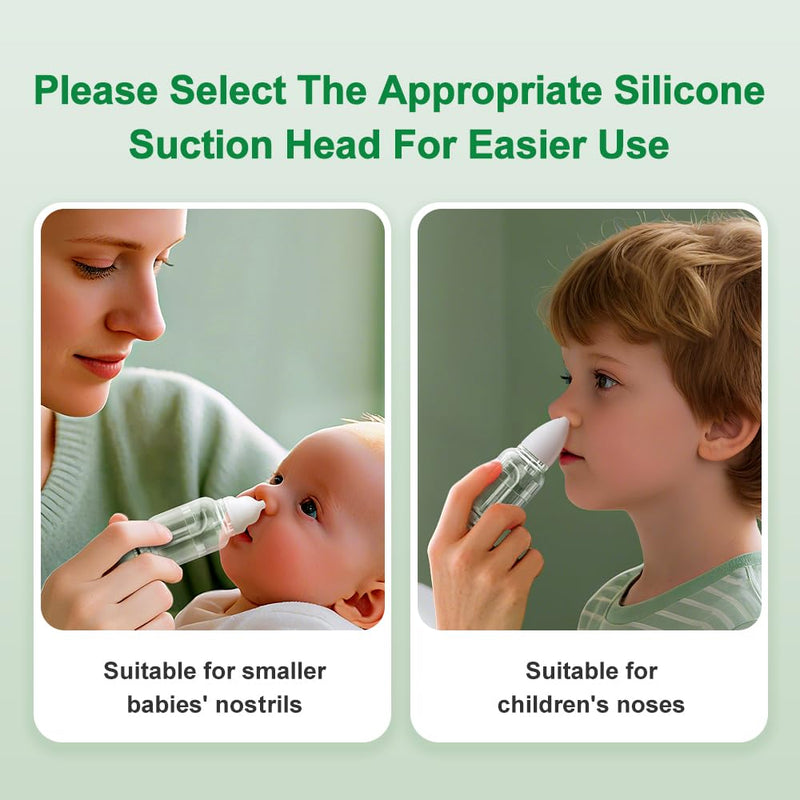 Manual Nose Sucker for Baby – Strong Suction Nasal Aspirator with Soft Silicone Tips, Easy to Clean & Reusable, Quiet and Safe Newborn Nose Cleaner by Baby Futur