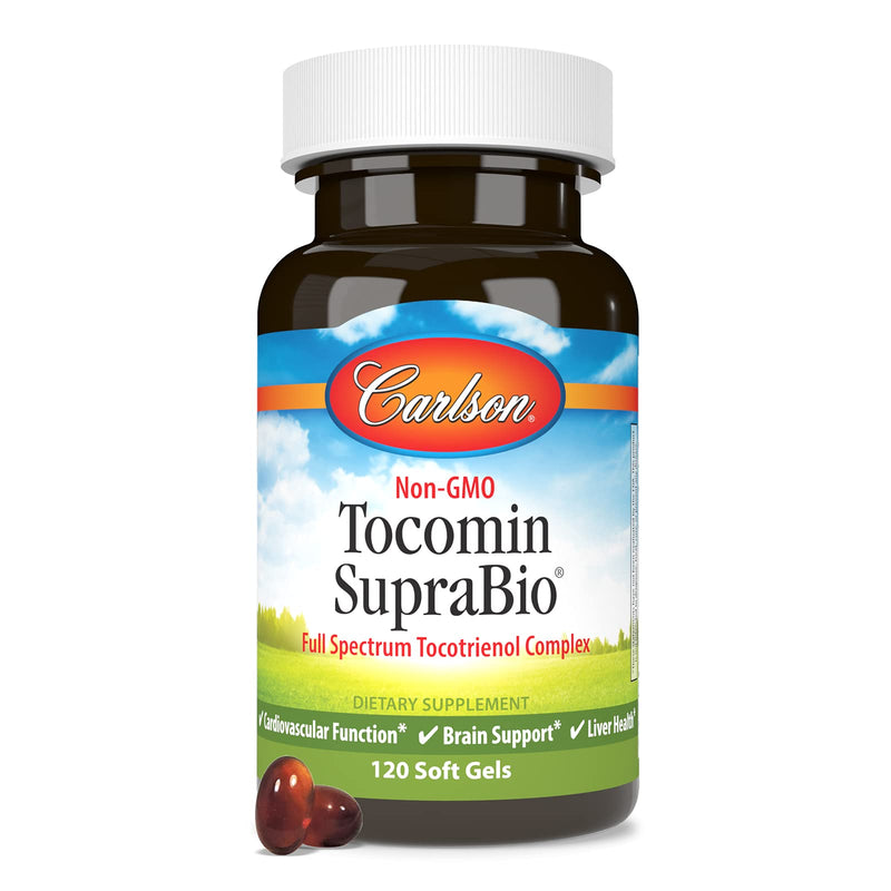 Carlson Tocomin SupraBio, Non-GMO Tocotrienols, Alpha, 120 Softgels | Full Spectrum Tocotrienol Complex; Beta; Gamma; Delta