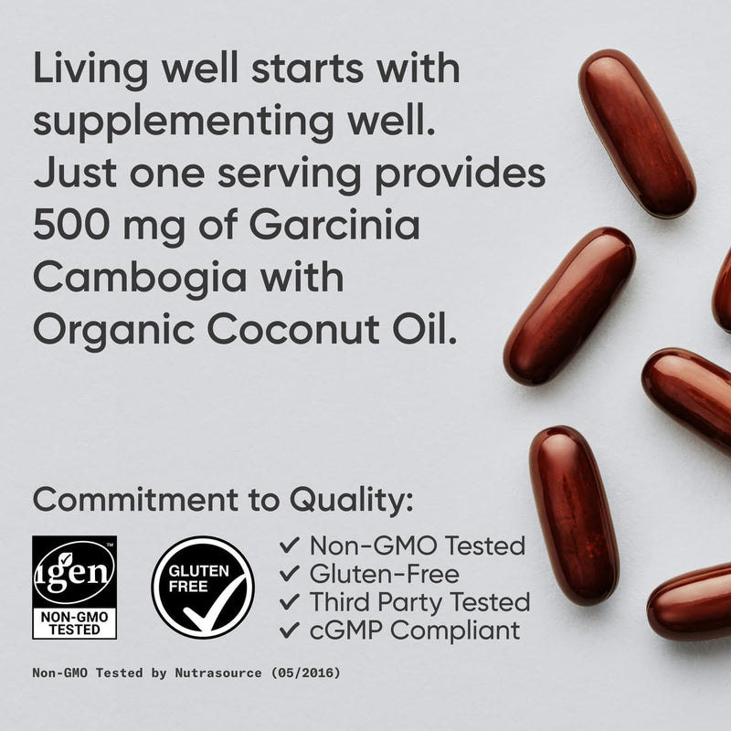 Sports Research Garcinia Cambogia Extract (60% HCA) with Extra Virgin Organic Coconut Oil | Non-GMO, Soy & Gluten Free (180 Liquid Softgels) 180 Count (Pack of 1)