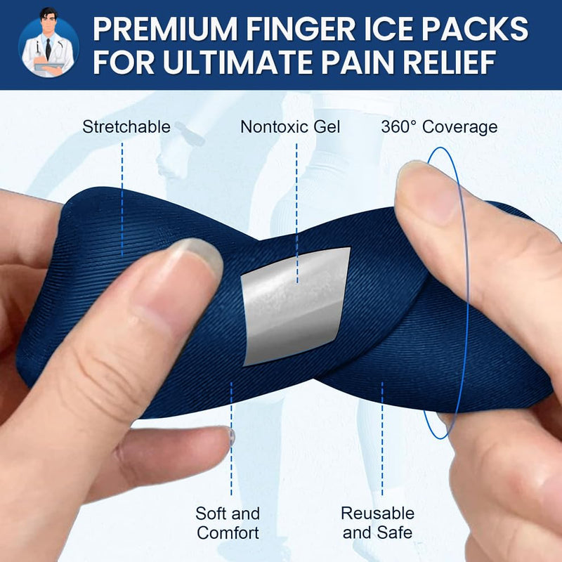 Pinky Splint and Ice Pack (2+2 Set) Small Finger Pain Relief Set for Kids, Pinky Brace for Knuckle Immobilization, Straightening Arthritis, Mallet Finger, Fits Thumb, Ring, Pinkie, Little Fingers Pinky Splints with Ice Packs