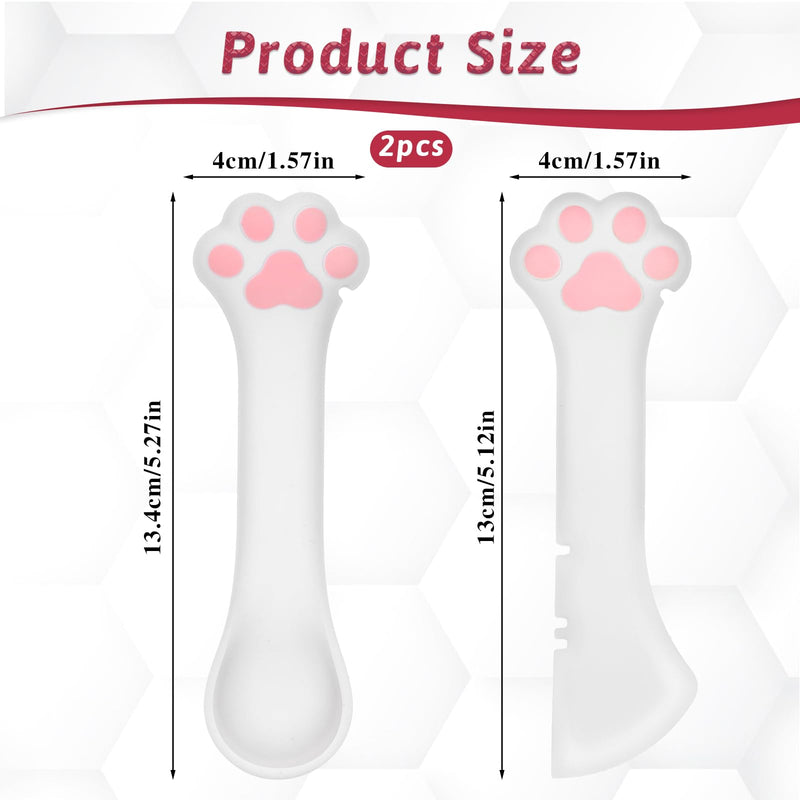 2 Pcs Cat Food Spatula Cat Can Opener And Spoon Silicone Pet Food Spoon Cat Food Spoon Spoon for Cat Food Can Wet or Dry Food Short Spoon Cat Treat Dispenser Cat Spoons for Wet Food with Mini Spatula - BeesActive Australia