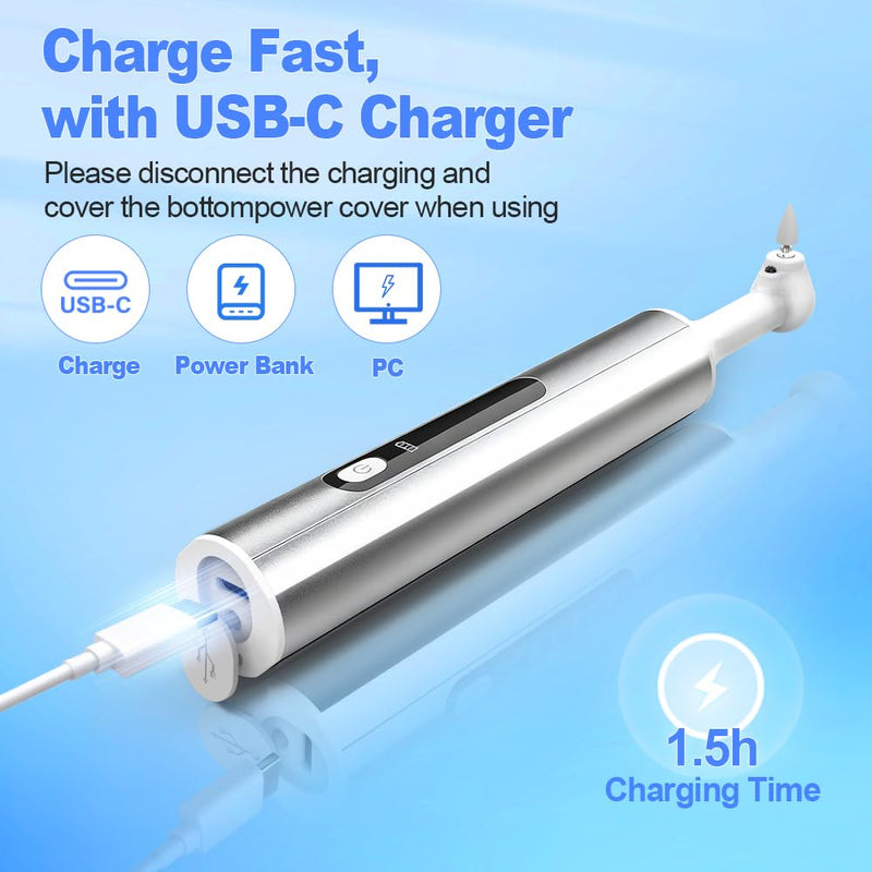 Home Tooth Polisher,Multi-Functional LED Tooth Polisher,Aluminum Alloy with Anti-Slip Texture,9 polishing Paste Units,USB Type-C Charging,6 Polished Accessories,Personal Portable Dental Care Tool - BeesActive Australia