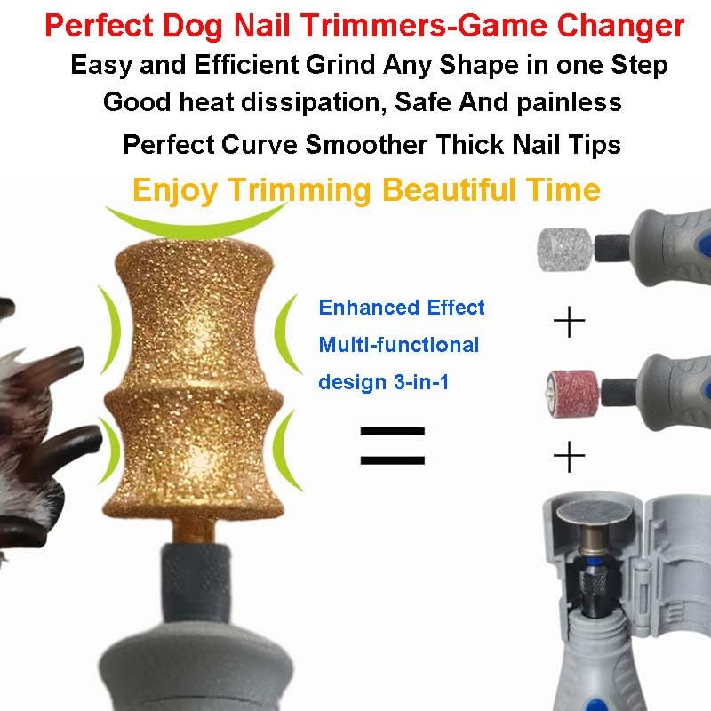Diamond Dremel Bit for Dog Nails-Dog Nail Grinder Attachment Bit Refills for Dremel- Smooth, Painless Nail Care for Medium Large Dog, Nail Clippers for Thick Nails on Heavy-Duty Large Dog and Cat - BeesActive Australia