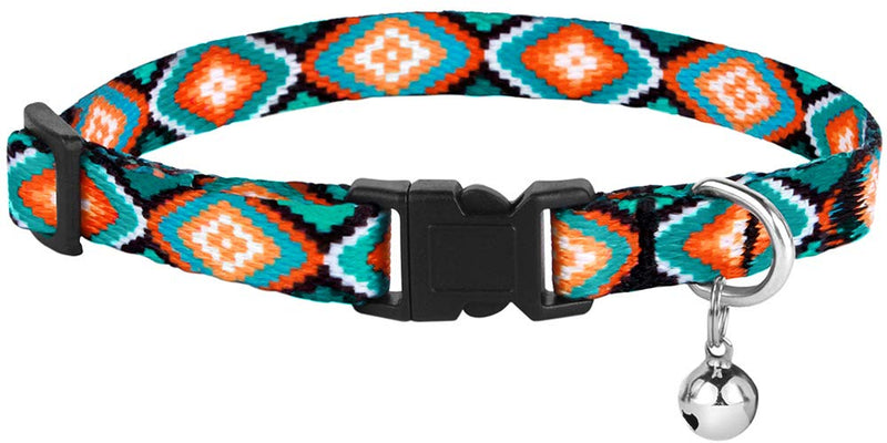 CollarDirect Cat Collar Breakaway Set of 2 Tribal Pattern Aztec Pet Safety Adjustable Kitten Collar with Bell (Tribal + Aztec) Tribal + Aztec - BeesActive Australia