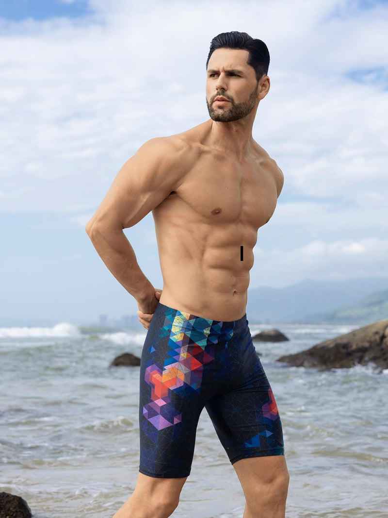 361° Swim Jammers for Men, Pro Racing Training Swimsuit, Chlorine Resistant Endurance Mens Swim Suit Swimwear Tech Pant Black X-Large