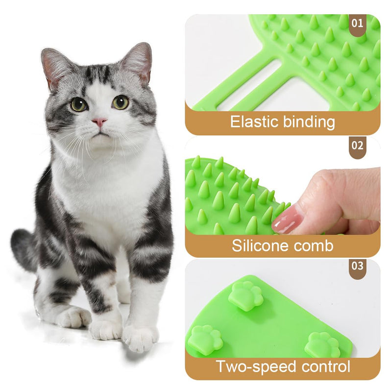 SGERUFZ Pack of 4 Self-Grooming Silicone Cat Brush, 2-in-1 Massage Itching Pet Tickling Artifact, Grooming Brush with Strap - BeesActive Australia