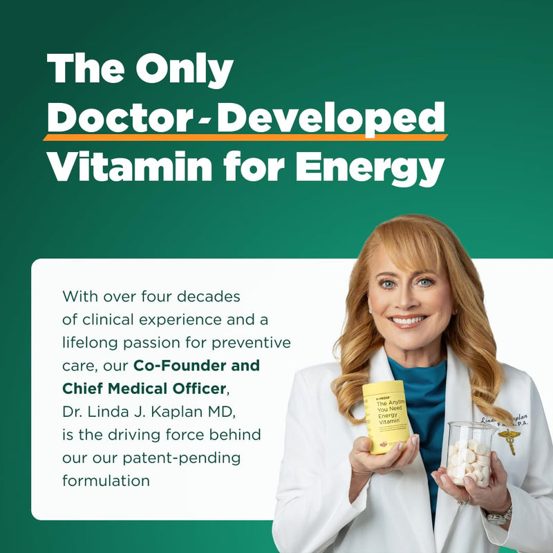 H-PROOF The Anytime You Need Energy Vitamin, 60 Chewable Tablets | 30 Servings, Science-Supported Energy & Focus, Jitter-Free Caffeine, Citicoline, L-Tyrosine, B Vitamins Mixed Berry