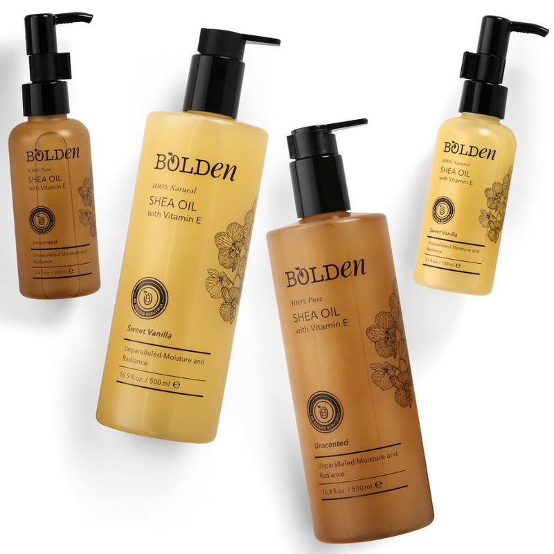 BOLDEN Sweet Vanilla Shea Body Oil with Vitamin E | Stretch Mark Pregnancy Care | 100% Natural Moisture Shea Oil | Lightweight After Shower Body Oil |16.9 Fl Oz 16.9 Fl Oz (Pack of 1)