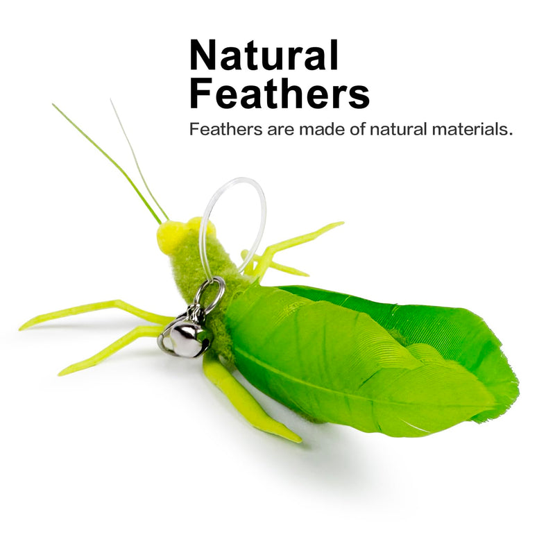 Cat Feather Toys, 3 Pcs Simulation Insects Dragonfly Grasshopper Refills, Cat Toys Replacement Feathers for Cat Kitten Wand 3 Pcs Refills(Simulation Insects) - BeesActive Australia