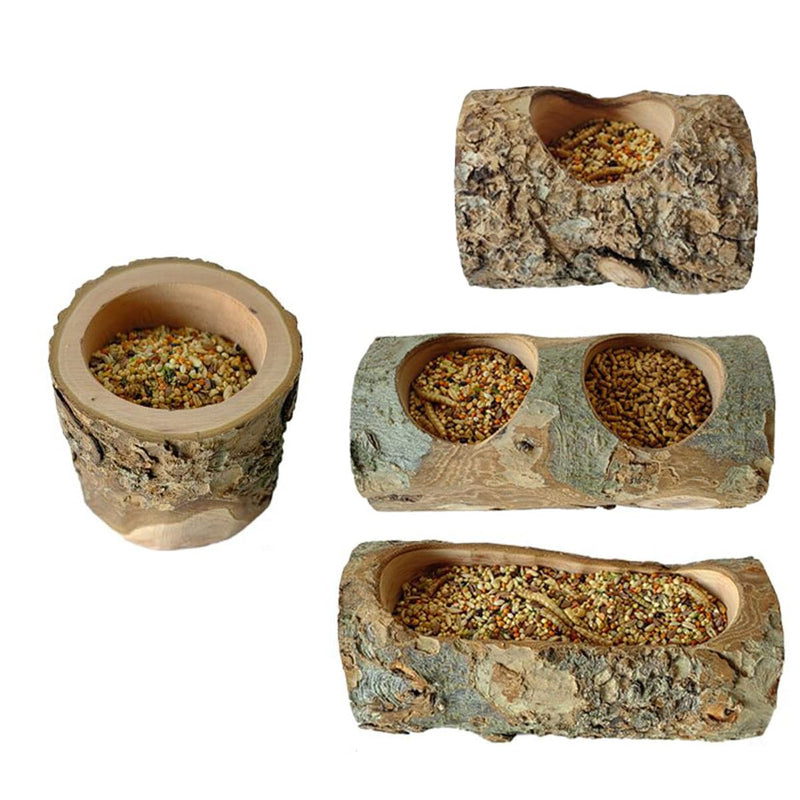 Apple Wood Feeding Bowl for Small Animals, Food Dish for Hamster, Guinea Pig, Chinchilla Rat Gerbils Large Groove Bowl - BeesActive Australia